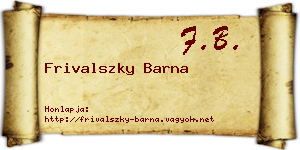 Frivalszky Barna névjegykártya